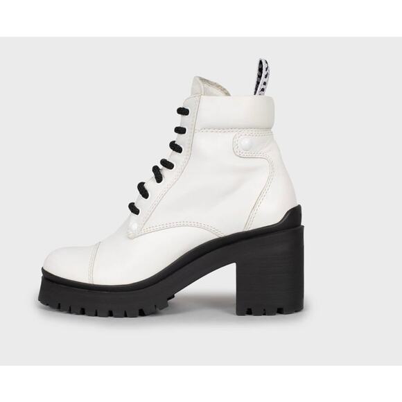 Miu Miu White Leather Lace-Up Ankle Boots - Size 37 - Picture 1 of 5